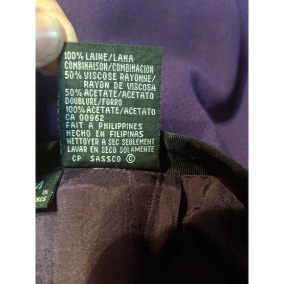 Kasper & Co ASL Skirt Size 14 Purple Wool Straight Lined Slit Career Women - Picture 8 of 8